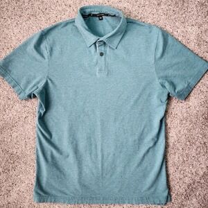 Public Rec Polo Shirt Mens Medium Teal Heather Pima Cotton Tencel Excellent